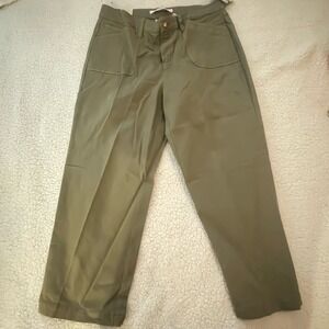 Bill Blass Jeanswear  Capri Size 10 Olive Green Cotton Pocket Casual